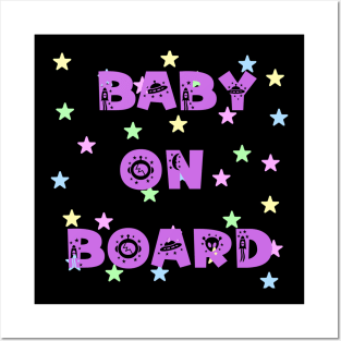 Space theme baby on board Posters and Art